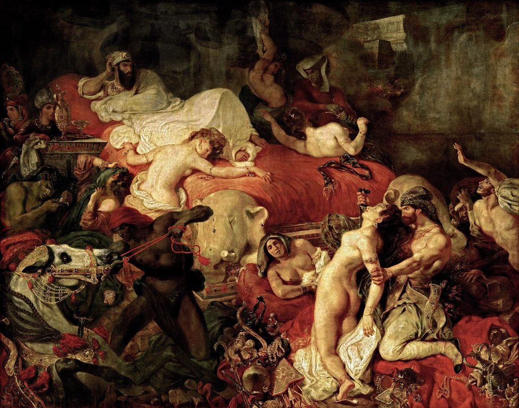 Romanticism: Eugène Delacroix, The Death of Sardanapalus, 1827, Louvre, Paris, France.