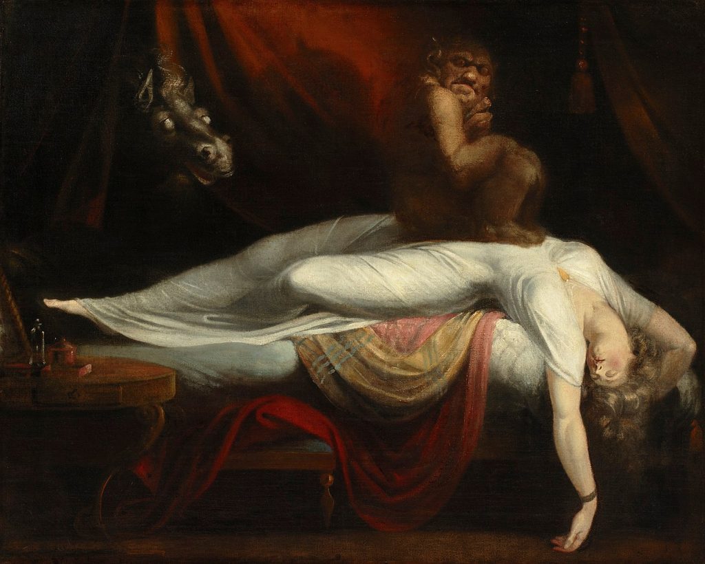 Romanticism: Henry Fuseli, The Nightmare, 1781, Detroit Institute of Arts, Detroit, MI, USA.
