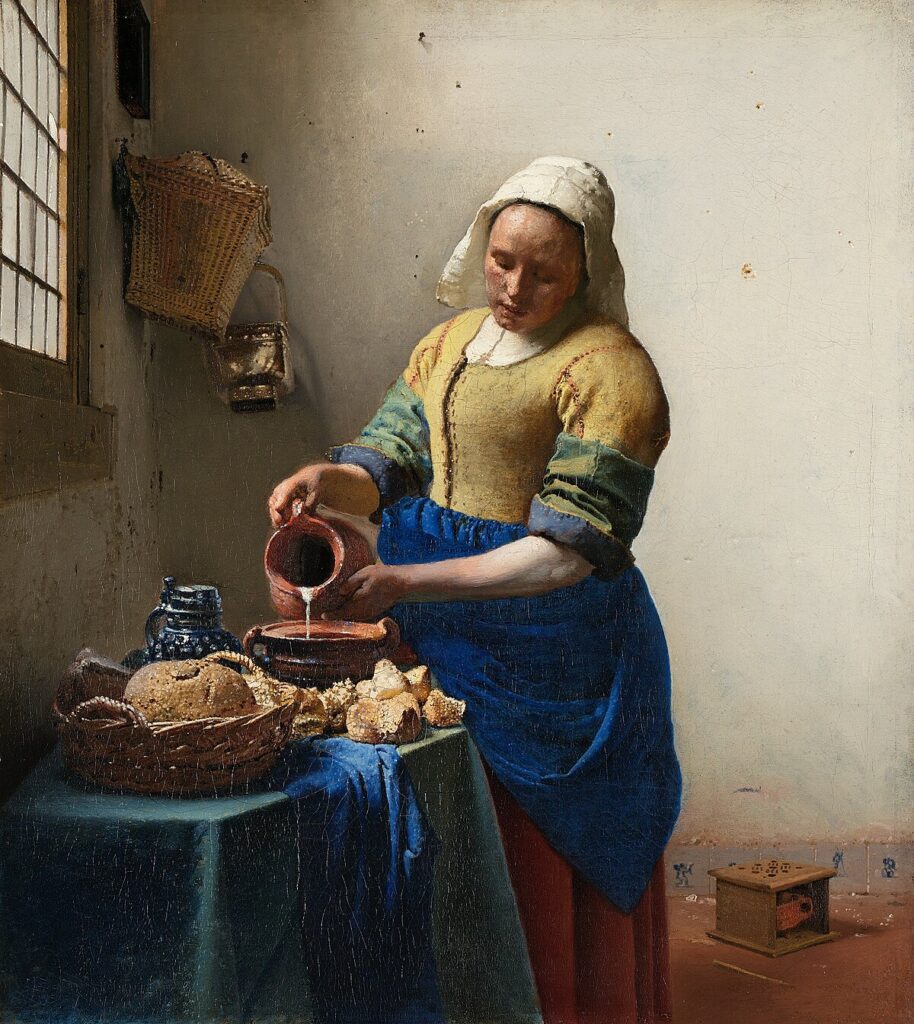 hats in art quiz: The Milkmaid, c. 1660, Rijksmuseum, Amsterdam, Netherlands.